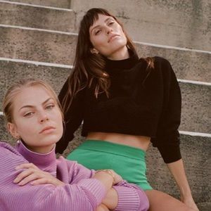 Nagnata black ribbed crop sweater organic cotton